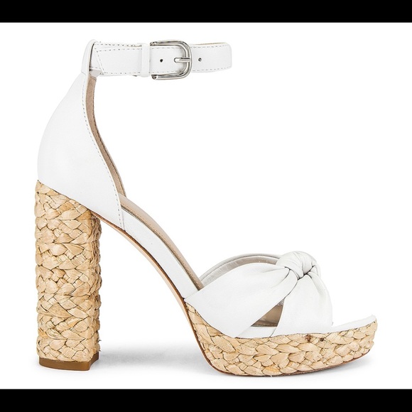Leather buckle platform straw bottom shoe